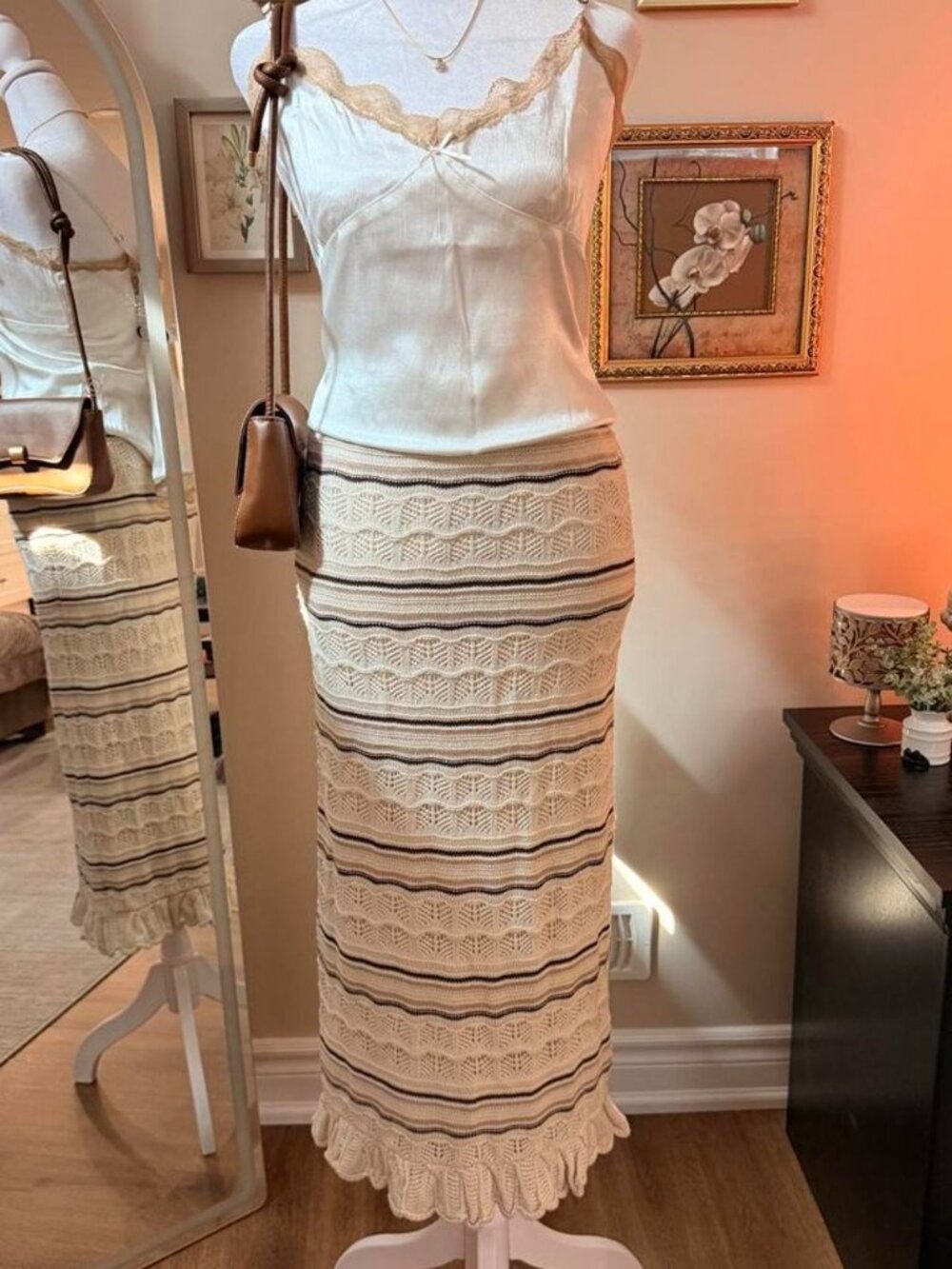 Freshman 1996 Crochet Knit Maxi Skirt